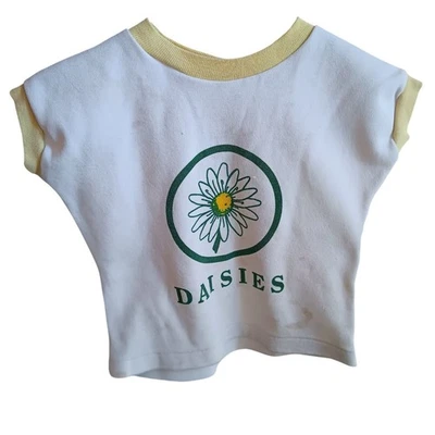 Vintage Girls 5 5T T-shirt Single Stitch Daisies Ringer 1970's Distress Hippy - Image 1 of 4