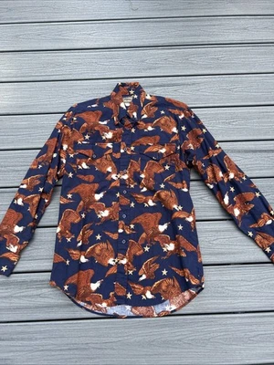 Camisa ROPER Western Buttondown Águila Calva Estrellas Patrióticas Para Hombre M ~Azul/Marrón~ Foto 1 de 4