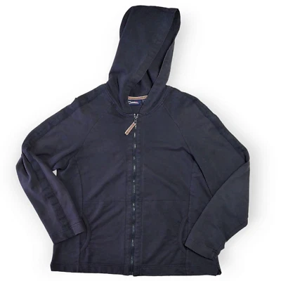 Chaqueta con Capucha Catalina Para Mujer Grande Cremallera Completa Mezcla de Algodón Azul Marino Informal Deportiva Foto 1 de 4