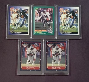 1991 Bo Jackson Oakland Raiders Football Cards - Stars Strips / Score (Lot 5)
