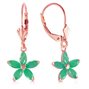2,8 Karat 14K Massiv Roségold Hebel Ohrringe Natur Smaragd - Bild 1 von 3