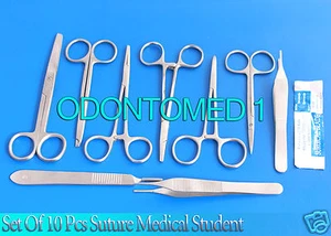 10 PCS SUTURE MEDICAL STUDENT SURGICAL INSTRUMENTS KIT+5 BLADES#12 - Picture 1 of 3