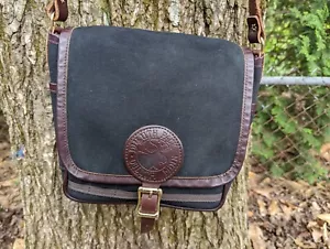 Duluth Pack Mini Haversack Shoulder Messenger Black Canvas Brown Leather Trim - Picture 1 of 7