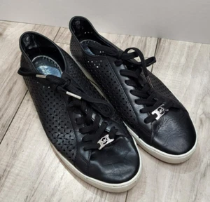 MICHAEL Michael Kors Olivia Black Perforated Leather Lace-Up Sneakers Size 9 - Picture 1 of 8