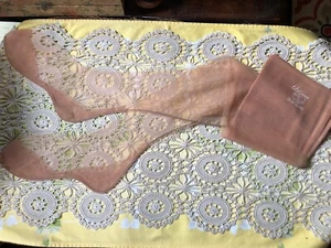 Vintage Pin Up 1940’s 50’s Black Seam Garter STOCKINGS L 31” H-T 9” unworn Cuban - Picture 1 of 8