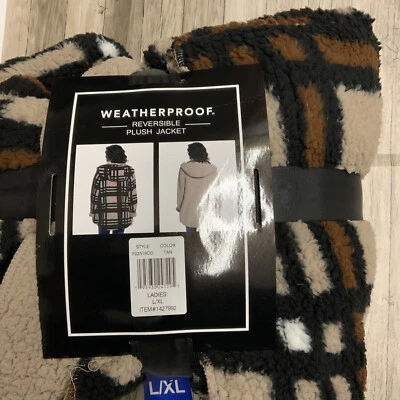 Weatherproof Womern's Reversible Plush Hooded Jacket(Black/Tan/Brown L/XL)NWT - Image 1 of 4