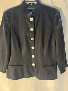Blazer Lauren Ralph Lauren 100 % lino para mujer talla 12 negro - Imagen 1 de 7
