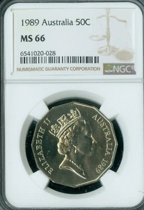 1989 AUSTRALIA 50 CENTS BICENTENNIAL NGC MS66 * - Picture 1 of 2
