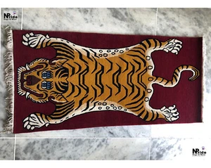 Hand knotted Tibetan Tiger Rug Carpet Runner- Wool -2.5x4.5ft -Gift or Decor - Picture 1 of 6