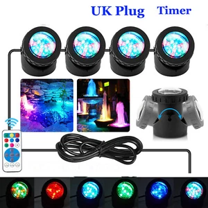LED Underwater Spot Lights Aquarium Garden Fountain Pond Pool Remote RGB Lamp UK - Picture 1 of 22