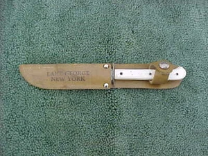 Vintage Fixed Blade Knife Souvenir " LAKE GEORGE NEW YORK " U.S.A. + Sheath RARE - Picture 1 of 5