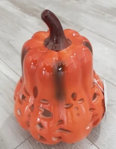 Ceramic Pumpkin Battery Light Fall Harvest Autumn Decor NEW Halloween - Picture 1 of 6
