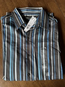 Neu mit Etikett Claiborne elegantes Freizeithemd mit Knopfleiste für Herren Large L NEU schwarz blau - Bild 1 von 3
