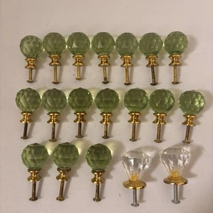 19 Pcs Crystal Diamond Cut Glass Round Door/Cabinet/Drawer Knobs - Picture 1 of 9