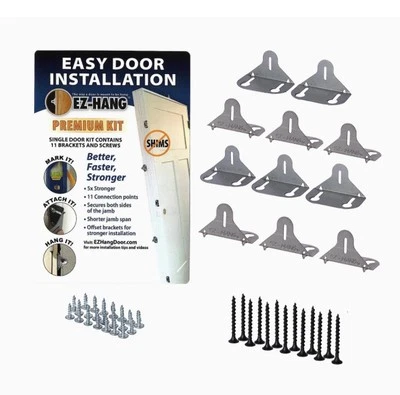 11 Pc EZ-HANG Door Installation Kit Quick Easy Hanging Bracket System USA Made - Image 1 of 4