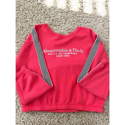 Abercrombie & Fitch 裁剪圆领毛衣带 B&W 条纹女式 L 码 — 第 1/4 张图片