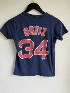Majestic Boston Red Sox Youth T-shirt David Ortiz Small Navy Y2K - Picture 1 of 9