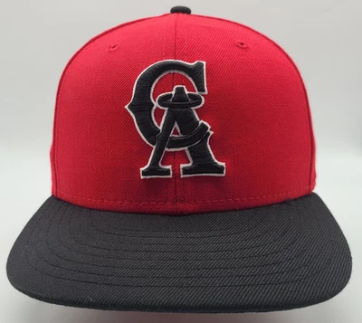 California Angels Red New Era 59Fifty Size 7 3/8 100% Wool Hat Cooperstown Logo - Image 1 of 4