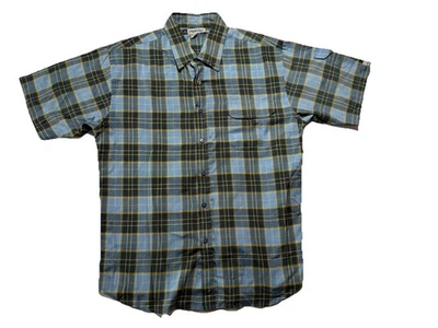 Camisa a Cuadros Estilo Vintage Oxidada M Azul Amarillo Manga Corta Surf Ropa de Skate Foto 1 de 4