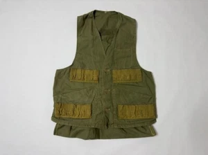 1970s Mens Green Cotton Hunting Vest Size Medium Vintage Retro Camping Fishing - Picture 1 of 7