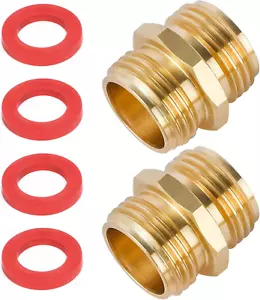 2 Pack 3/4 Inch Brass Garden Hose Adapter Male to Male Quick Connector - Picture 1 of 6