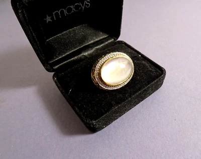 ANILLO CÓCTEL Charles Krypell Madreperla Oro 18k, Plata y Diamantes Talla 8.5 Foto 1 de 4