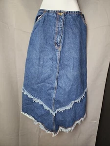 Denim Maxirock Juke Box Damengröße 15/16 roh ausgefranster V-Saum 100 % Baumwolle Priority - Bild 1 von 15