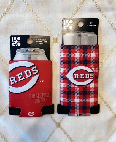 New Cincinnati Reds can koozie slim holder cooler foam set 2 sided MLB neoprene Cover