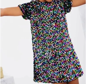 Girls Seqin Dress Size Small 7/8 Colorful Planet New with Tags - Picture 1 of 5