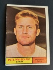 ORIGINAL 1961 TOPPS MINNESOTA TWINS BASEBALL CARD #201 PETE WHISENANT GOOD 