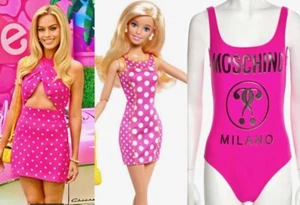 New Moschino Barbie Pink One Piece Swimsuit 2 4 6 S Swim Bathing Suit Small Bag - Imagen 1 de 23