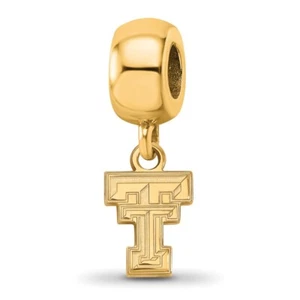 Sterling Silver Gold-plated LogoArt Texas Tech University T-T Extra Small Bead - Bild 1 von 4