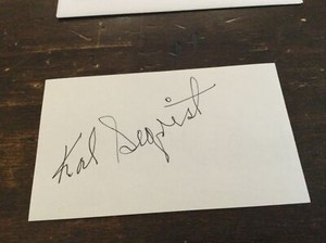 Kal Segrist (d.2015) 1952 New York Yankees Autographed Signed 3x5 Index Card 