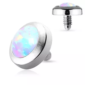 316L Surgical Steel Synthetic Opal Gem Flat Micro Dermal Anchor Top 14g 4mm - Picture 1 of 10