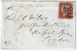 1846 =134= BRISTOL NUMERAL & UDC STOKES CROFT TO LONDON - 1d IMPERF STAMP - Bild 1 von 2