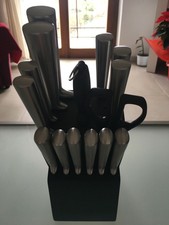 Set di 15 pezzi Coltelli e accessori in acciaio Inox leggero Con ceppo in legno