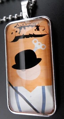 A Clockwork Orange Necklace Stainless Chain New Pendant Acrylic Dome Bowler Hat - Image 1 of 4