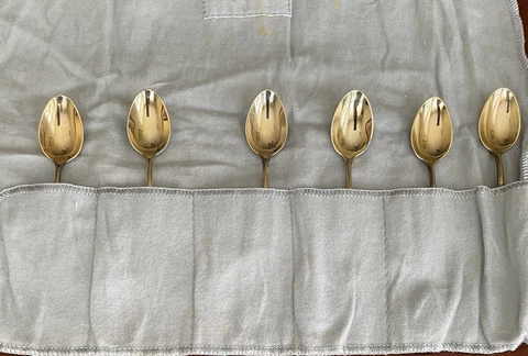 S Kirk and Son  sterling silver tea Spoons gold tone vintage Cover