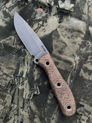 Busse Combat Game Warden 2 With Stone Washed Finish And Tan Canvas Micarta - Image 1 of 4