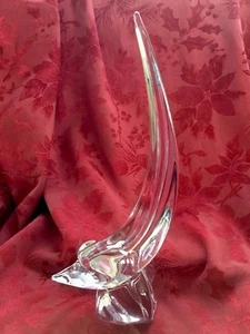 FLAWLESS Exquisite DAUM Art Glass Huge DIVING DOLPHIN Crystal SCULPTURE Figurine - Picture 1 of 11