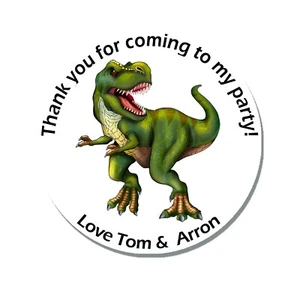 Personalisierte Dinosaurier TRex Geburtstag Aufkleber für Party Danke süß Kegel 24 - Bild 1 von 2
