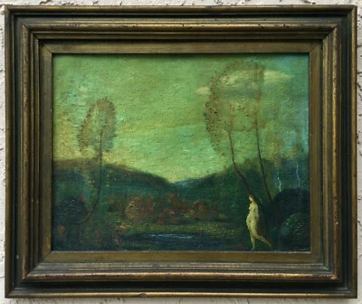 SYMBOLIST Oil Painting ~ FOREST DRYAD ~ c1920 Quanchi Early AMERICAN MODERNISM - Image 1 of 4