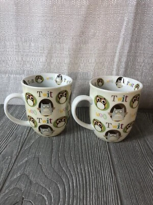 2 tazas de café de porcelana Búhos multicolores de Creative Tops Foto 1 de 4