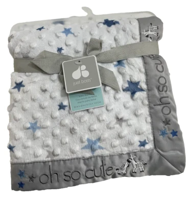 Manta bebé blanca recién nacido estrellas azules Minky Dot Oh tan lindas cebras gris satinado Foto 1 de 4