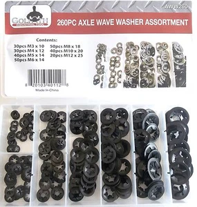 260 STCK. GOLIATH INDUSTRIAL ACHSWAVE WASCHMASCHINE SORTIMENT AWW260 MUTTERBOLZEN FEDER GEBOGEN - Bild 1 von 2