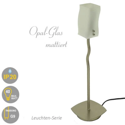Tischlampe Stahl Opalglas Halogen Tischleuchte Madrid 1flammig Nachttischleuchte - Bild 1 von 4