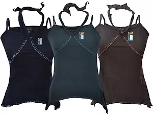 Stitch Embroidery Hippie Boho Cotton Sleeveless Strap Plain Tank Top Nepalese - Picture 1 of 15