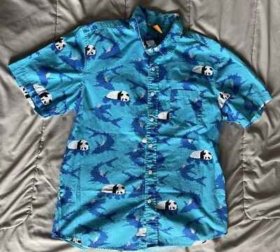 Enjoi Skateboards Panda/Shark Large Casual Button Up Shirt - Image 1 of 4