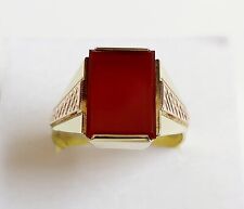 14K Yellow-Rose Gold Carnelian Gemstone Unique Men's & Unisex Vintage Ring