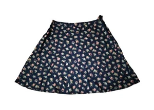 Vintage 90s Faded Glory Navy Blue Floral Mini Skirt Girls Size Medium - Picture 1 of 7